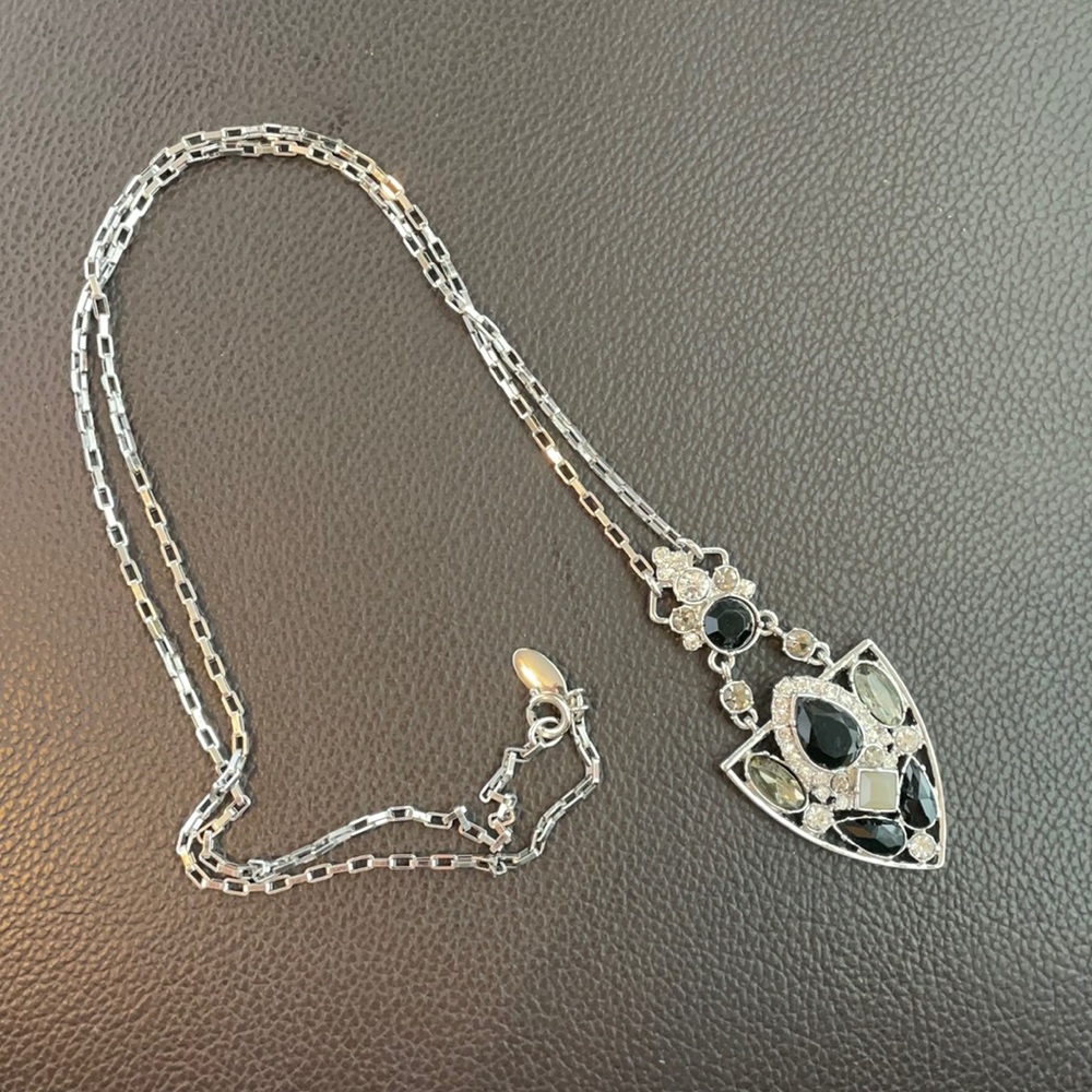 Black and silver costume jewelry necklace